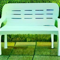 generated: a white plastic bench with a high arched back #6